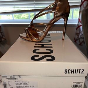 Schultz gold strapped stiletto